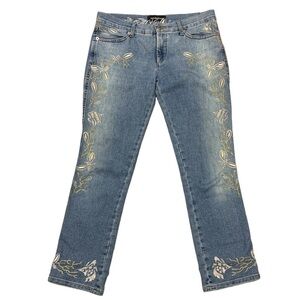 Roccobarocco Straight Legged Ankle Embroidered Jeans